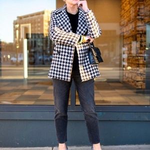 New Woman Design Classic Houndstooth Pea Coat